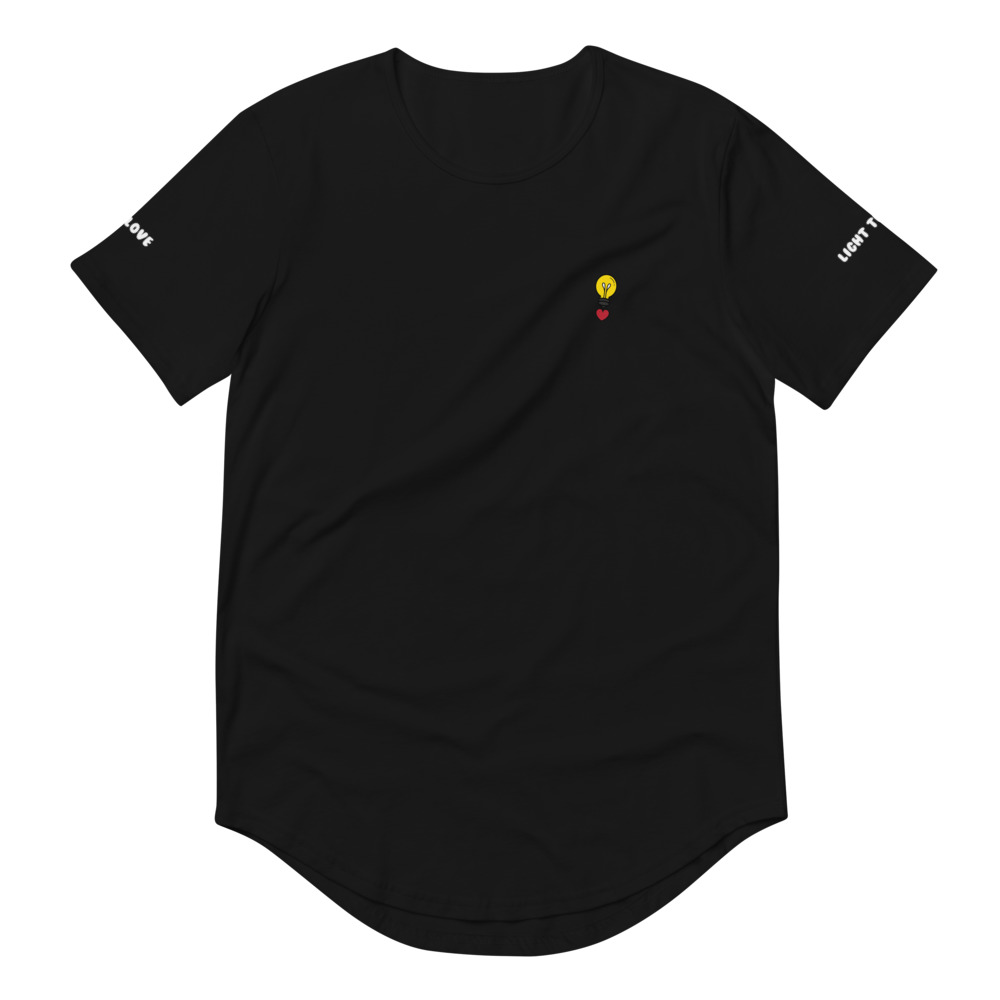 Let Love Light The Way - Black Curved Hem T-Shirt – Ebis Hernandez