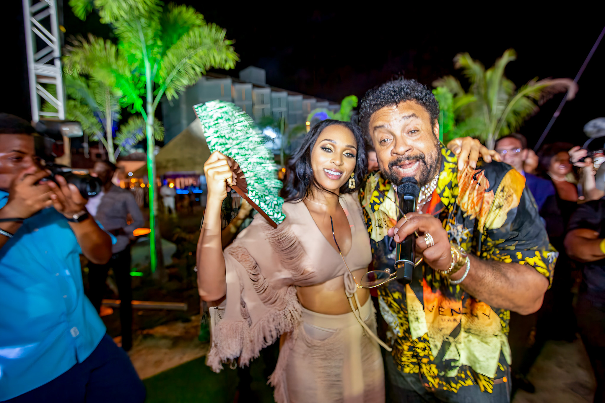 Mellisa L Williams and Shaggy at Sandals Ocho Rios resort grand opening event in Jamaica photographed by Ebis Hernandez